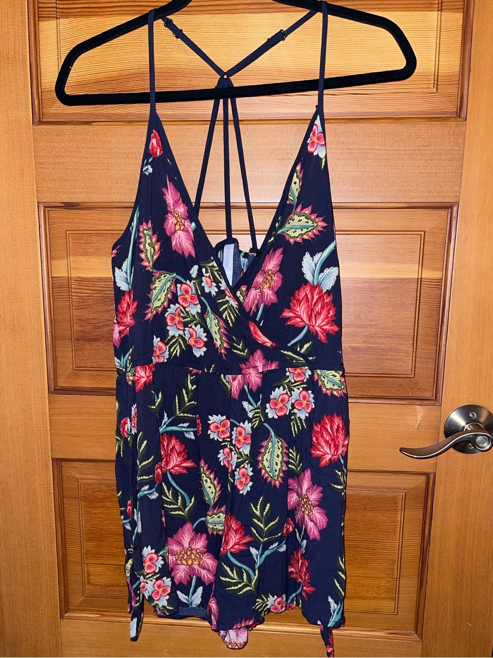 Xhilaration Navy Floral One-Piece Romper - GUC - Large